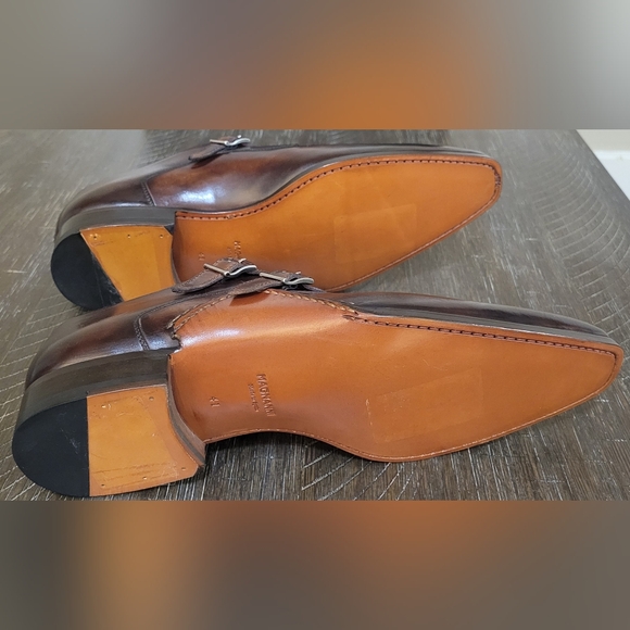 Magnanni 18727 Mens Triple Brown Buckle Monk Strap Dress Shoes Sz 41 or 8 NIB - Picture 8 of 10